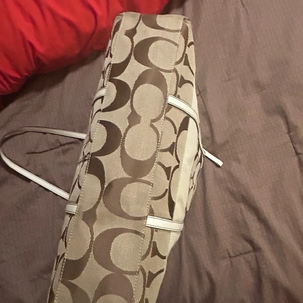 Coach Signature Canvas Tote Bag - Brown and White - Image 7