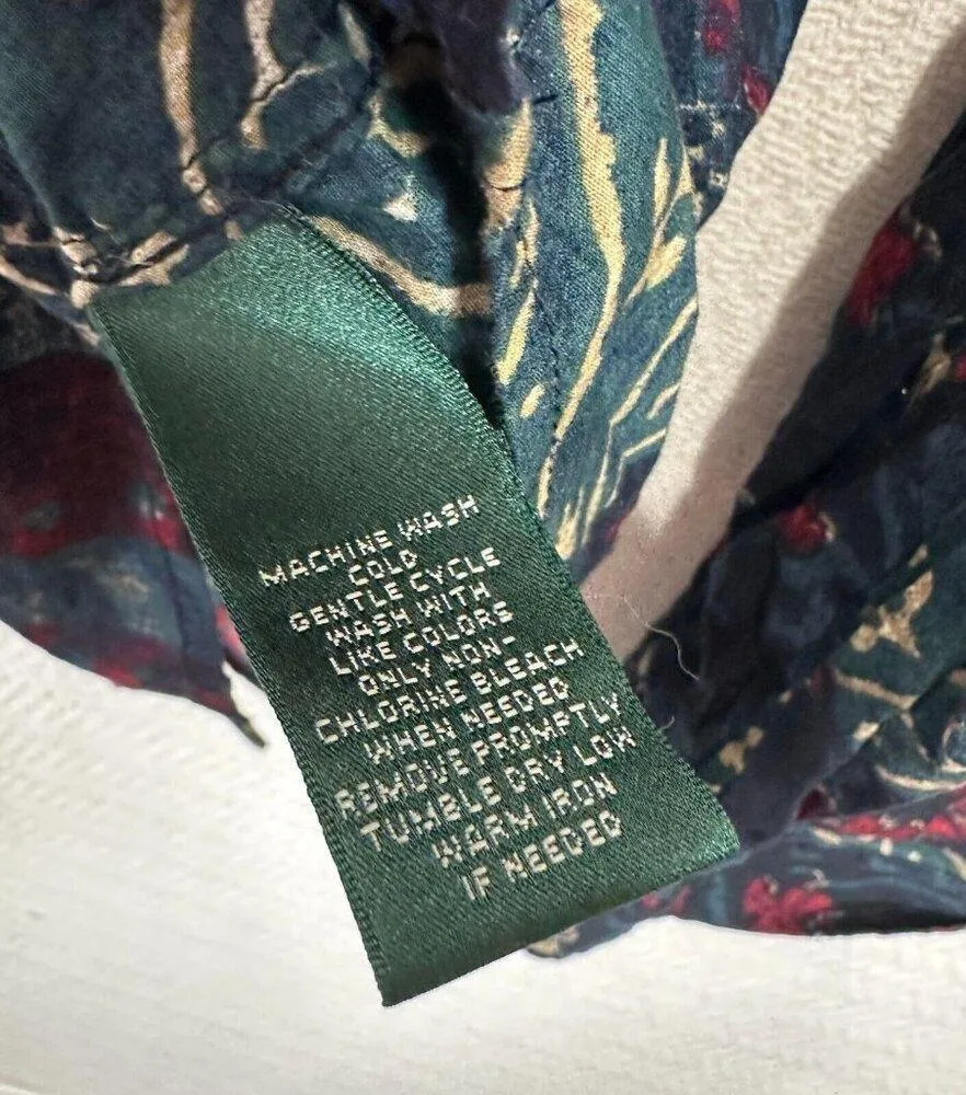 Vintage Lauren Ralph Lauren Womens Large Button Up Shirt Floral Cotton Collared - Image 10