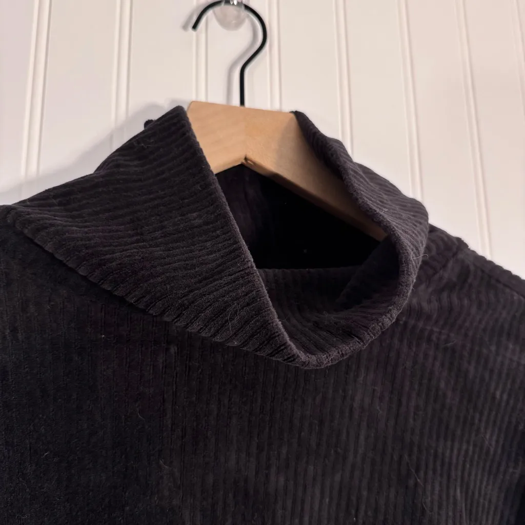 Bar III Black Corduroy Ribbed Velvet Turtleneck Pullover Sweater Size Large - Image 3