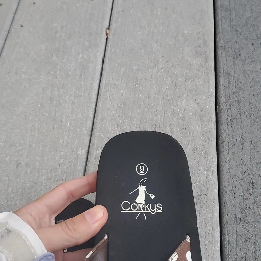 Corkys Polka Dot Strap Foam Flip Flops Size 9 - Image 6