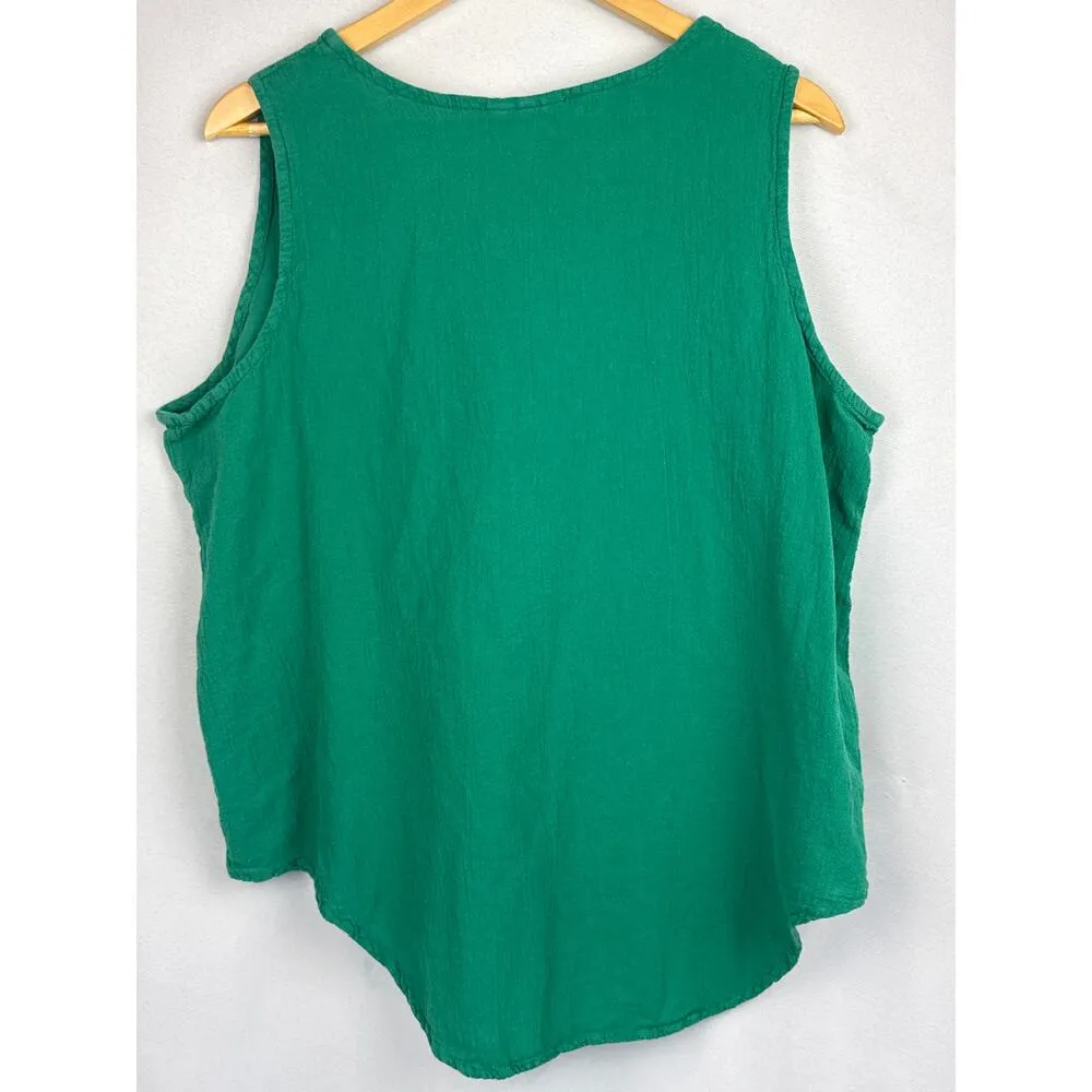 Cottonways Women’s Green Sleeveless Tank Top Size 3 – 100% Cotton Blouse - Image 4