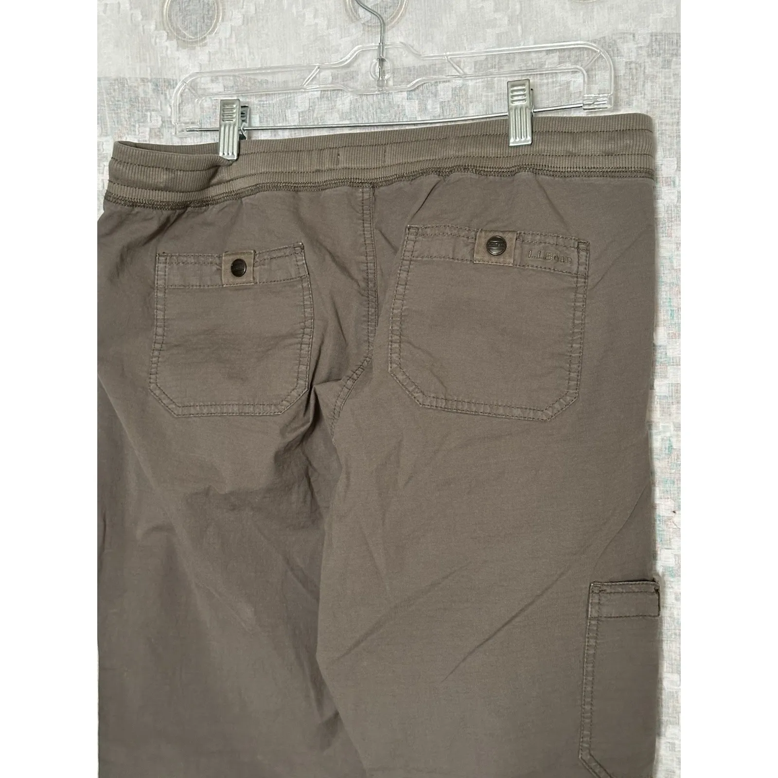 L.L. Bean Pants Womens Medium Brown Ripstop Pull On Cargo Stretch Outdoors Hike - Image 4