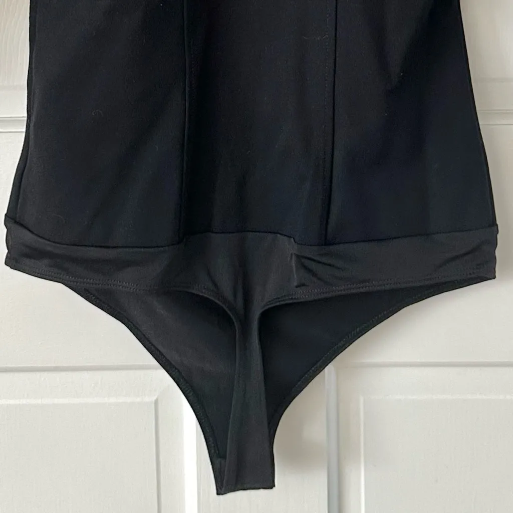 NEW! Express Black Fitted Ponte Square Neck Puff Sleeve Bodysuit Size S - Image 6