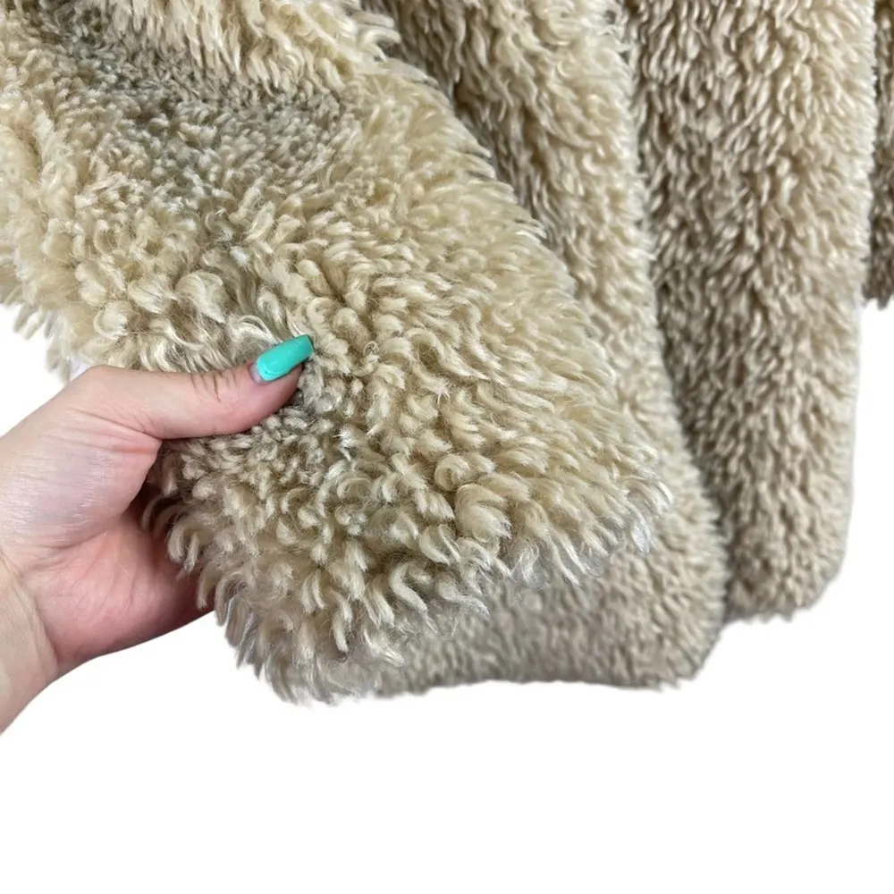 Zara Faux Fur Long Teddy Sherpa Jacket Coat Natural Beige Size Small  8490/241 - Image 6