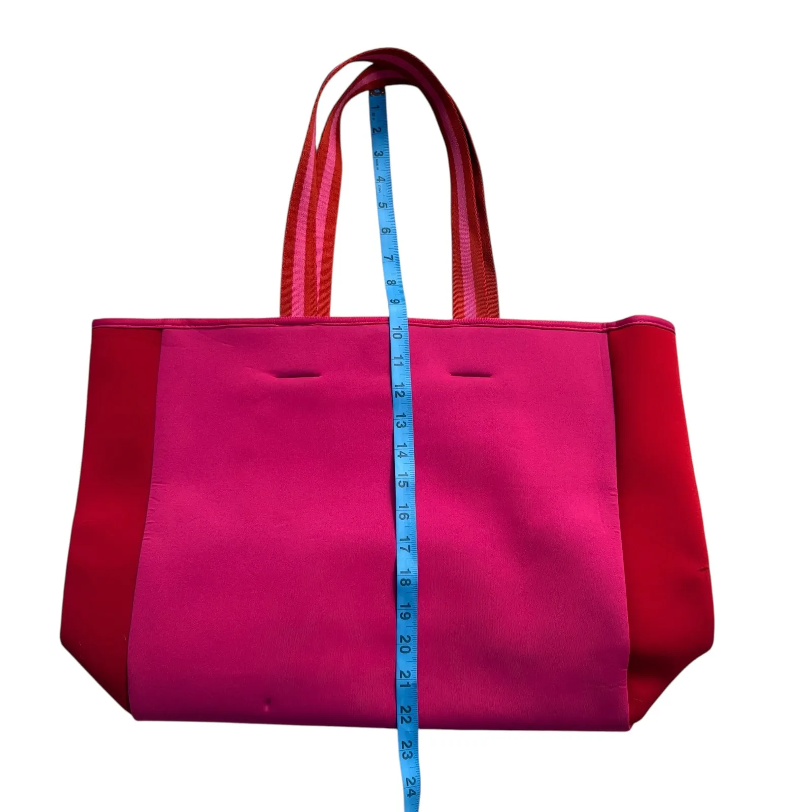 Summersalt Neoprene Beach Tote Hibiscus‎ Lava Colorblock Pink Red Large Bag - Image 6