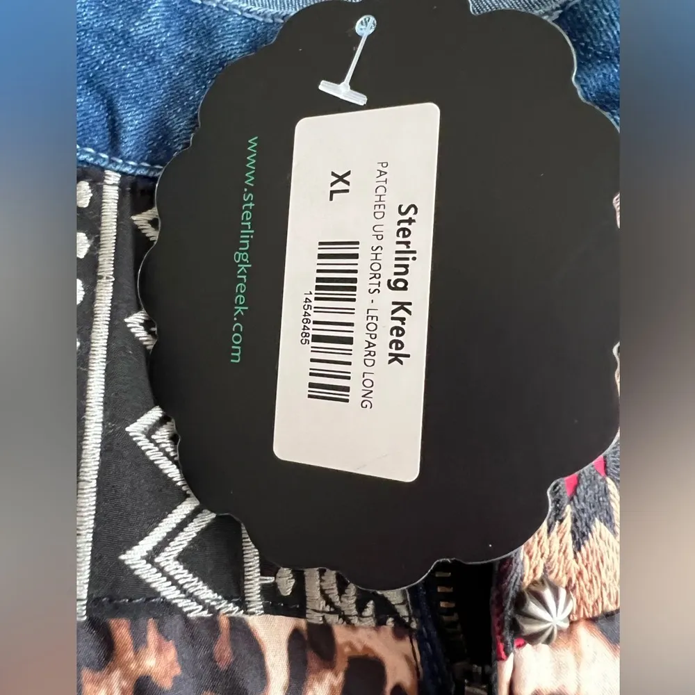 Sterling Creek Western Style Patched Up Blue Denim Shorts Size XL Size 14 - Image 5