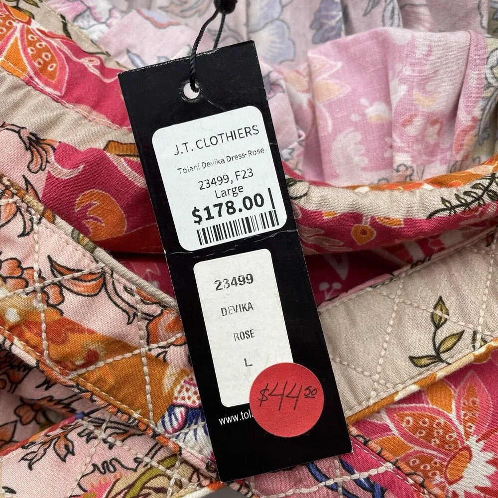 Tolani Large Devika Dress Rose Floral Jumper Midi Fit & Flare Sundress Cottage - Image 9