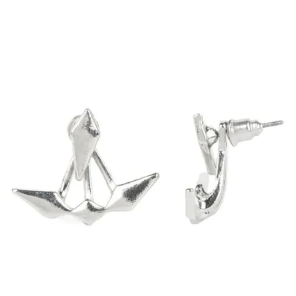 Metal Origami Silver Earrings (227) - Image 2