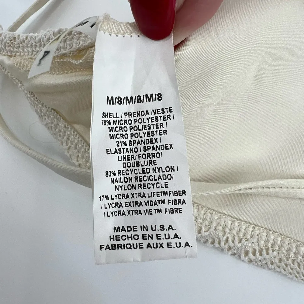 Vitamin A Swim crochet high neck bikini top off white tie back size medium - Image 5