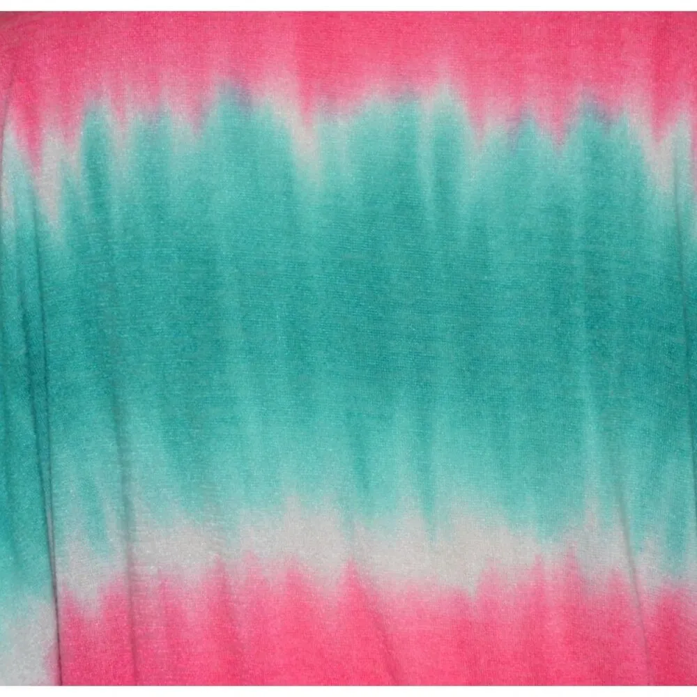 Oddy Soft Ombre Pink Green Poncho Top Shirt Size L/XL Summer Beach Cover Kaftan - Image 8