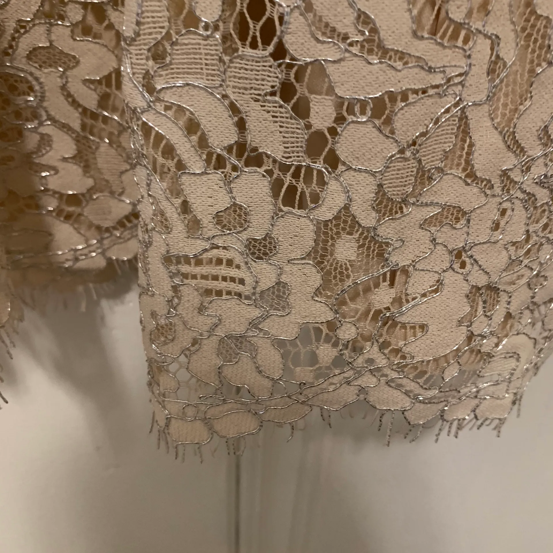 Cream Ivory V Neck Lace Fit & Flare Wedding Guest Party Formal Dress 0 - Image 5