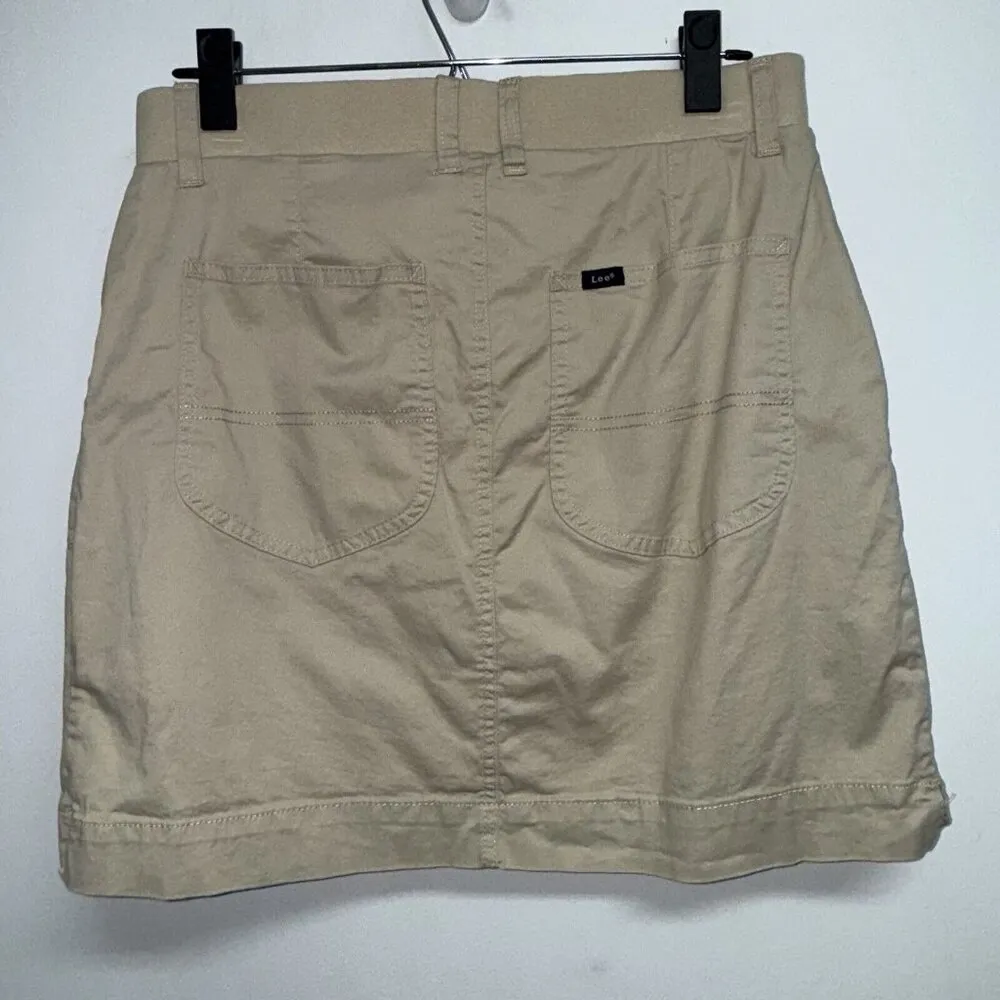LEE Skirt Womens Size 10 M Khaki Beige Cotton Stretch Casual Pockets - Image 2