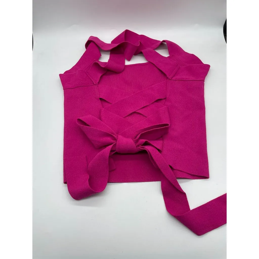NEW NBD Tia Tie Back Top in Fuchsia Sz S Pink - Image 6