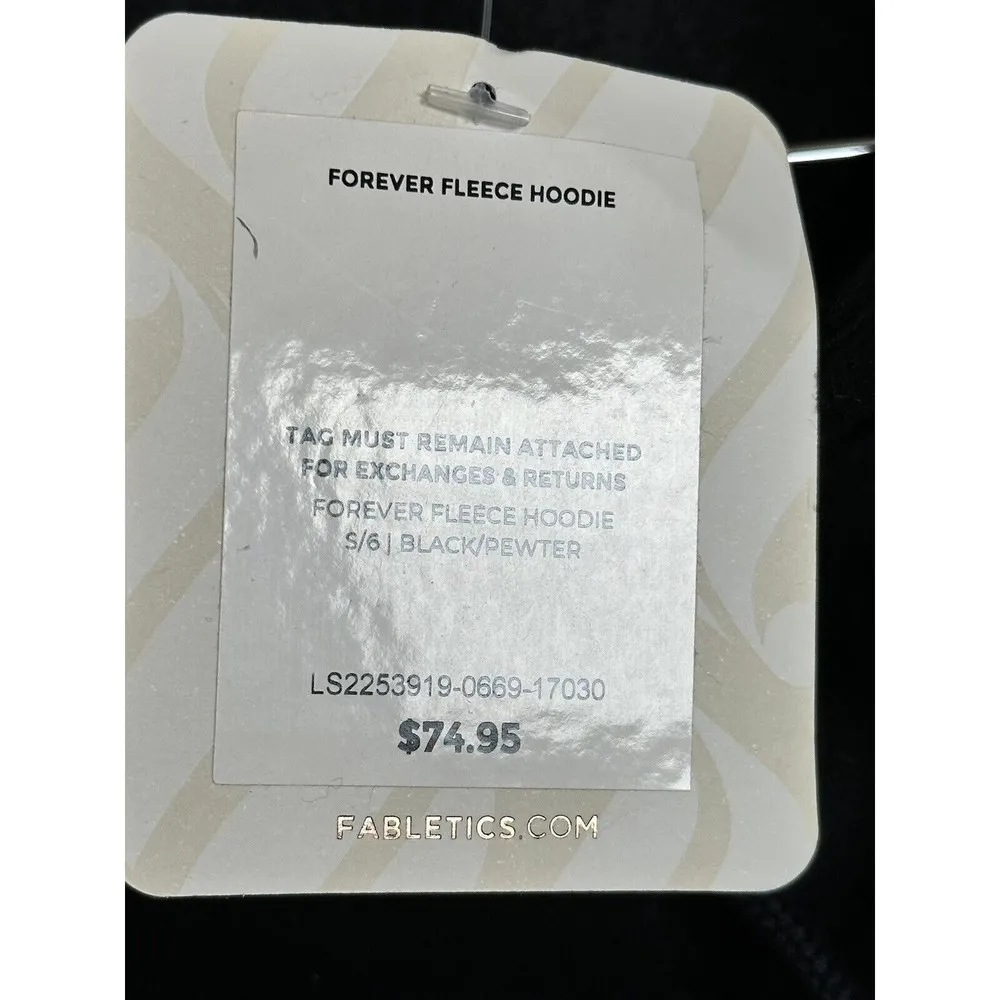 Fabletics  Pullover Hoodie Long Sleeve Cozy Fleece Size Small Womens NWT Black - Image 3