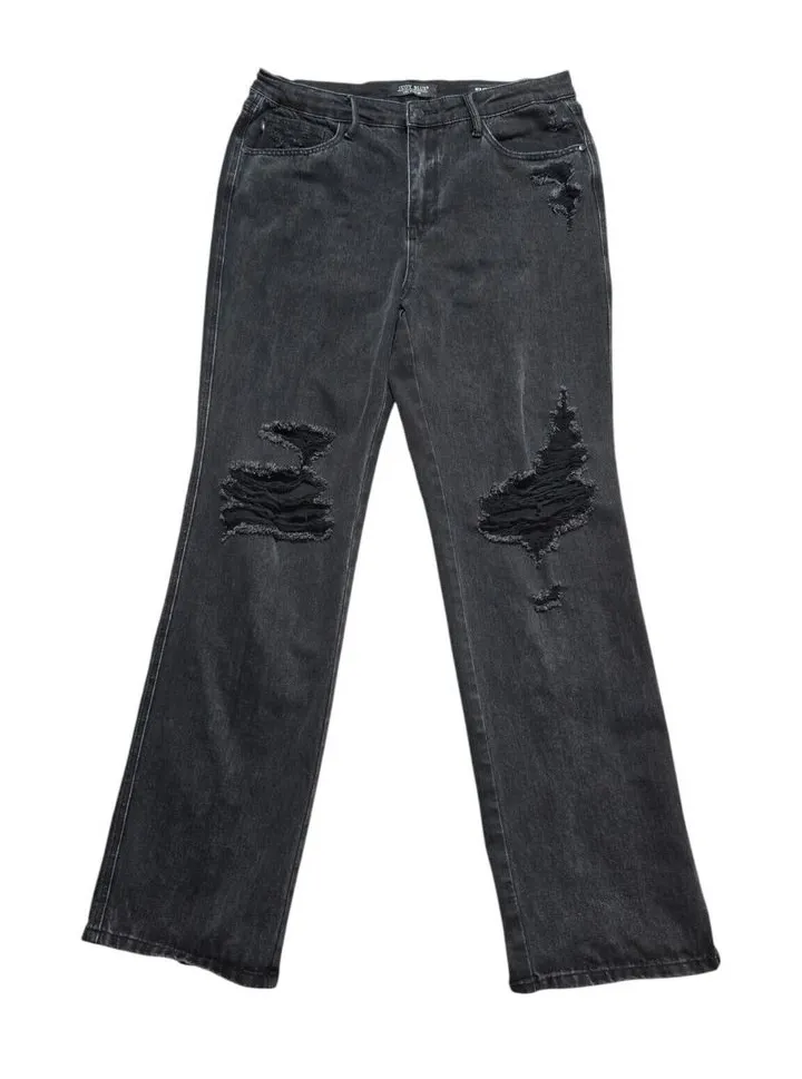 Judy Blue Rigid Magic High Rise 90s Straight Jeans Black Size 15/32 Distressed - Image 1