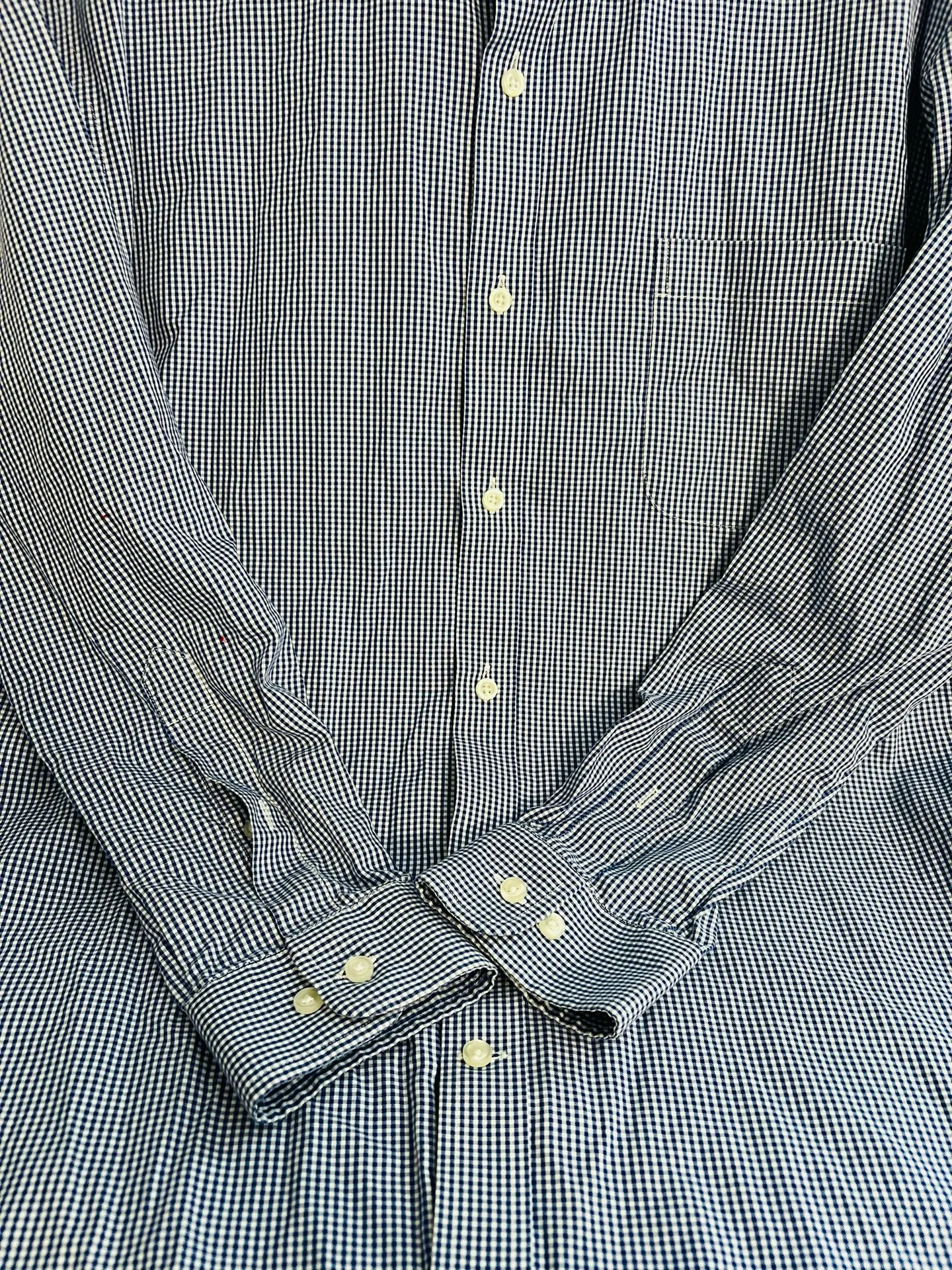 Lands' End Supima Cotton No Iron Pinpoint Men's Navy Button Down Shirt - Image 2