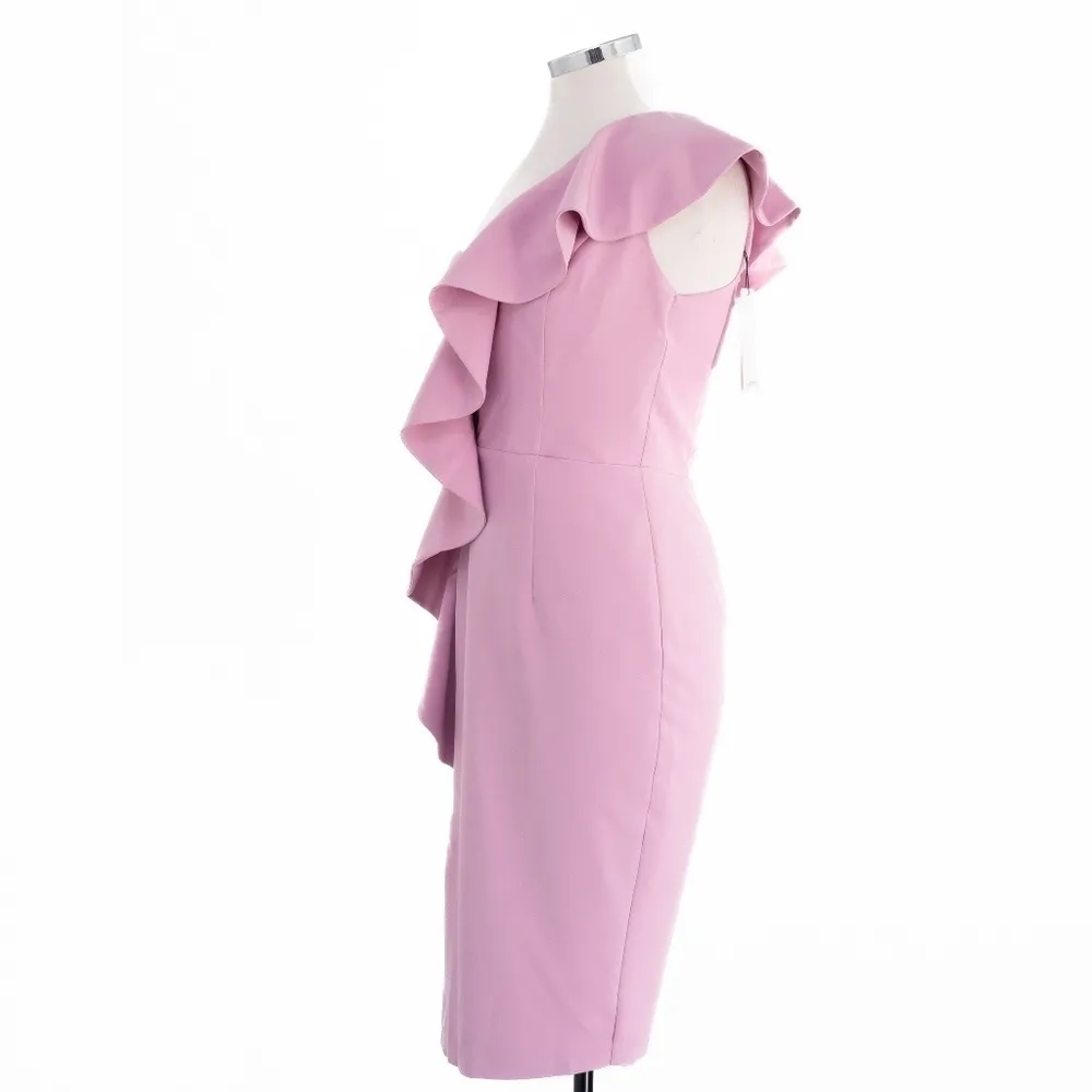 Lavish Alice -Scuba Midi Dress with Corset Bodice & Dramatic One-Shoulder Ruffle - Image 9