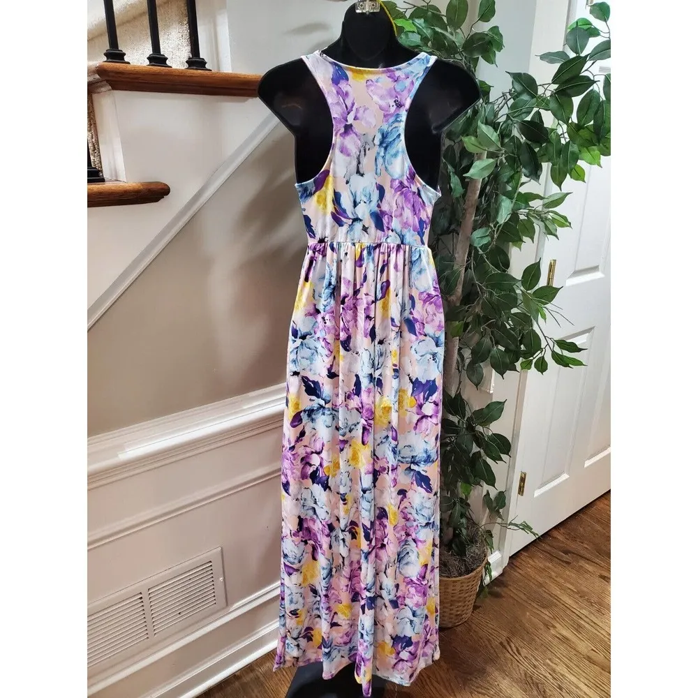 Vanilla Bay Women's Floral Polyester Round Neck Sleeveless Long Maxi Dress Small - Image 6