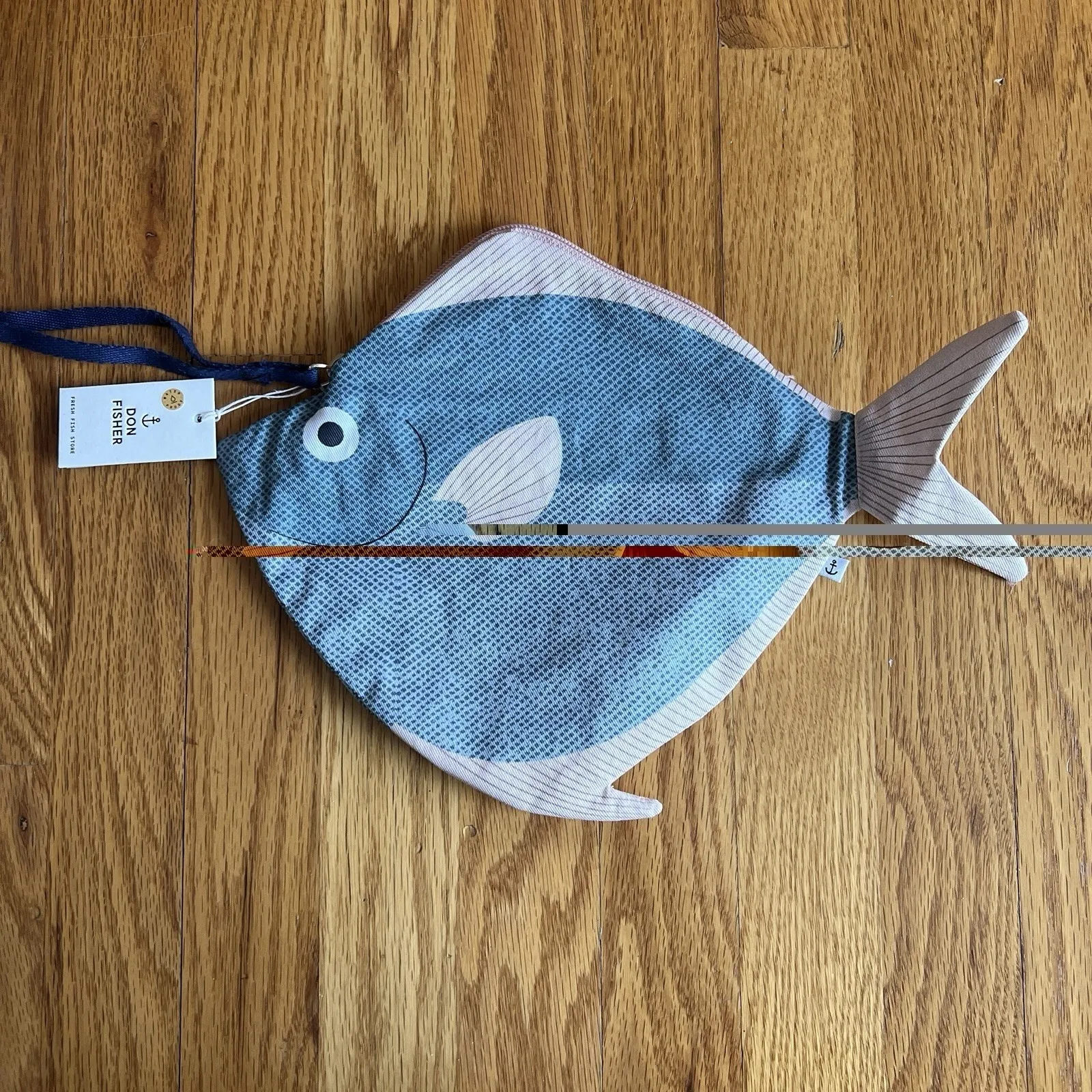 Don Fisher Fish Coin Purse Pouch Blue Cotton Made in Spain - Image 3