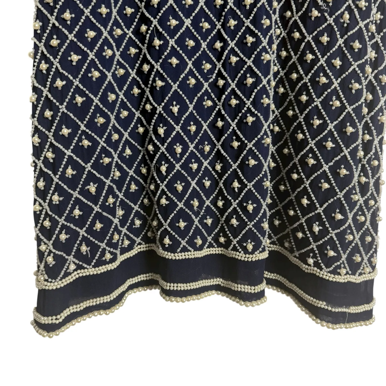 NBD Revolve Navy Blue Best Mistake Sleeveless Beaded High Neck Mini Dress Size M - Image 6