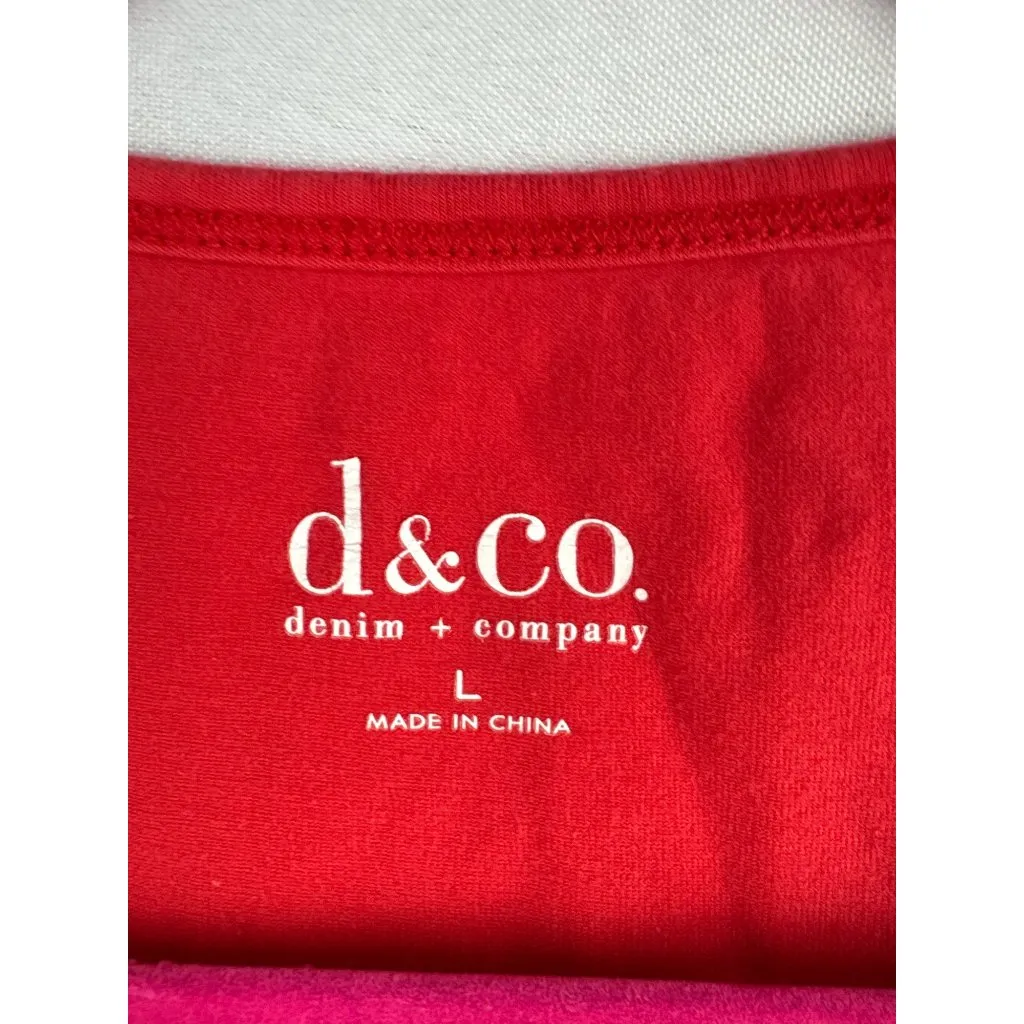 D&Co. Red Sleeveless Tank Top L Cotton/Spandex Blend Made In China Size L - Image 2