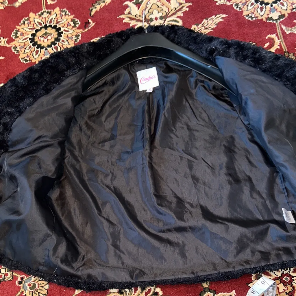 Candie's Black Teddy‎ Jacket Juniors size M HOCO, Prom, Parade, event - Image 9