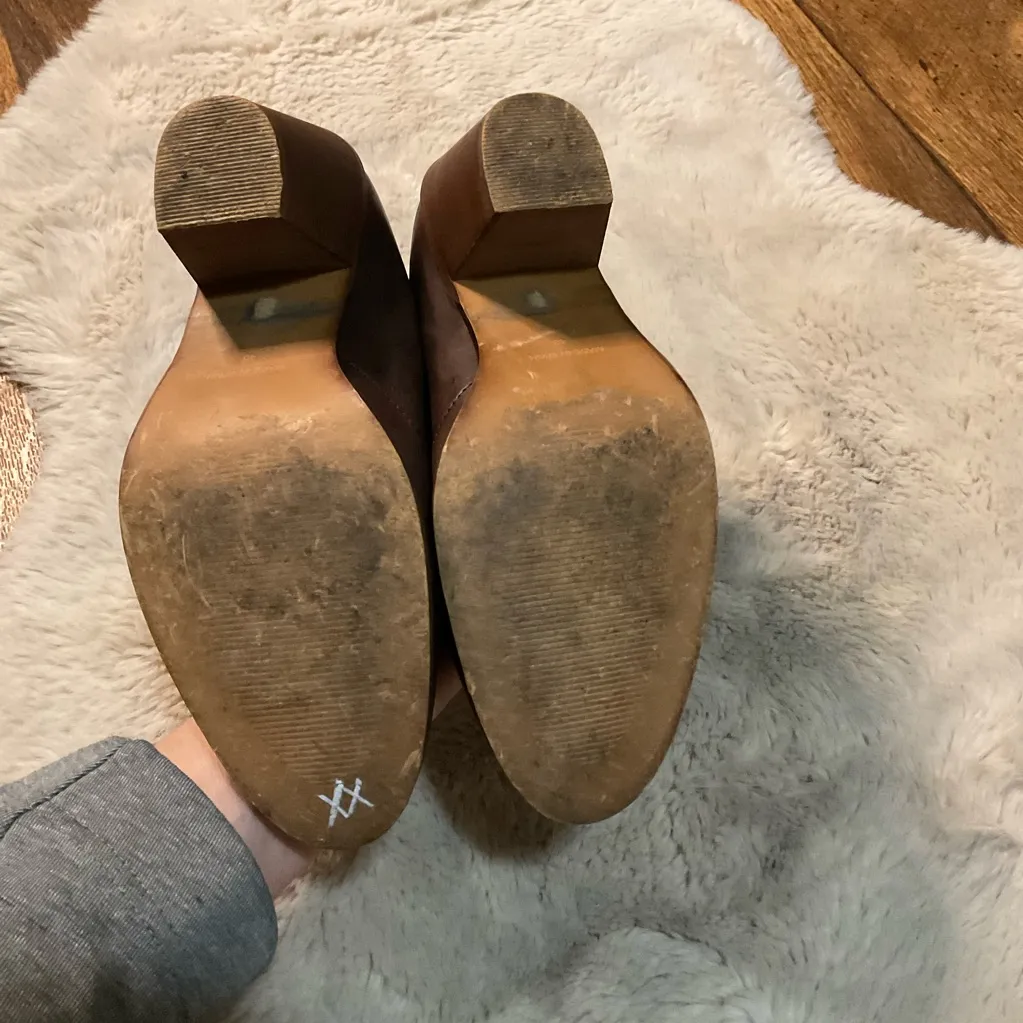 Chio‎ Studded Block Heel Bootie Size 40 Brown Kissre Side Zip Made Spain Boots - Image 6