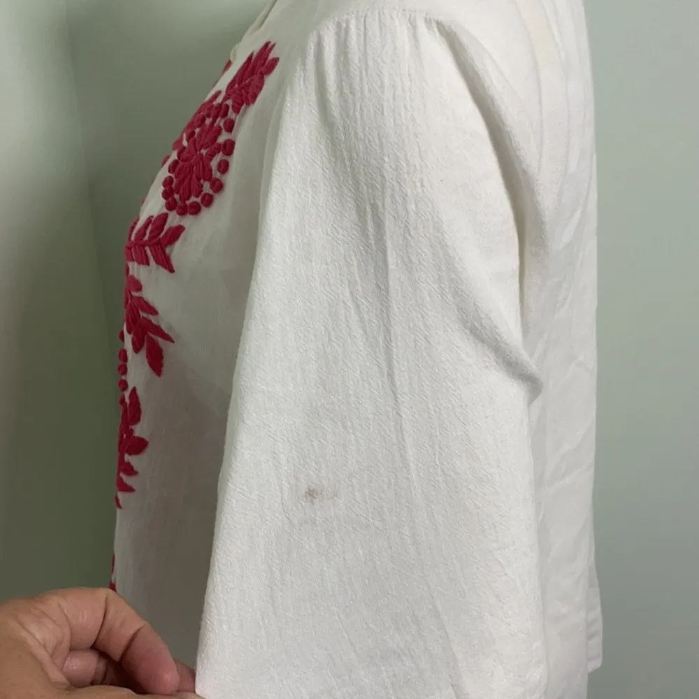 Roberta Roller Rabbit  Boho White Embroidered Tunic Small - Image 3