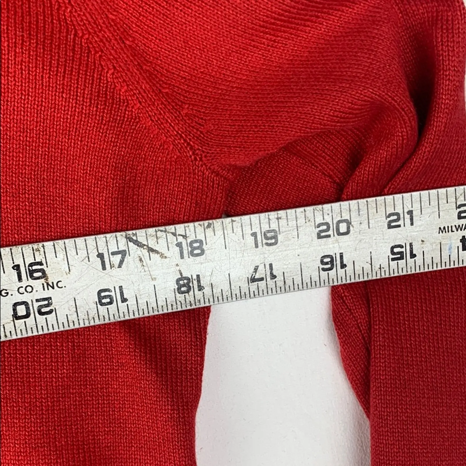 Lauren Ralph Lauren women's large ruffle neck sleeve red knit silk cashmere - Image 7