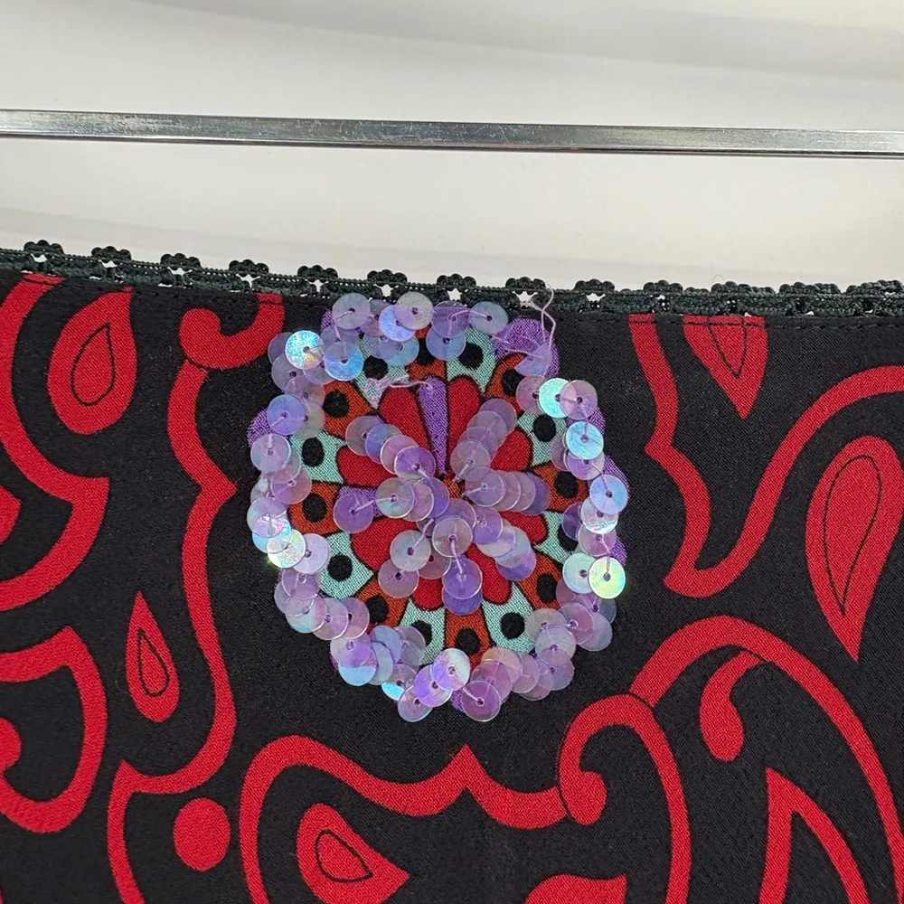 Nicole miller vintage Y2K 90s boho artsy floral sheer Embellished skirt sz 0 25 - Image 5