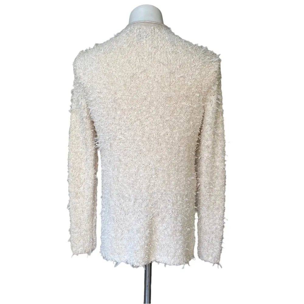 Nic+Zoe White Drawstring Mock Turtleneck Chunky Eyelash Sweater - Image 4