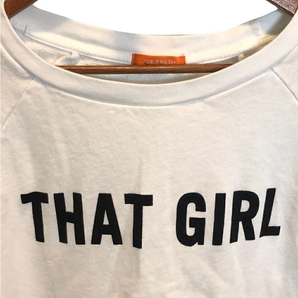 Joe Fresh Long Sleeved White Sweatshirt with “THAT GIRL” printed across front - Image 2