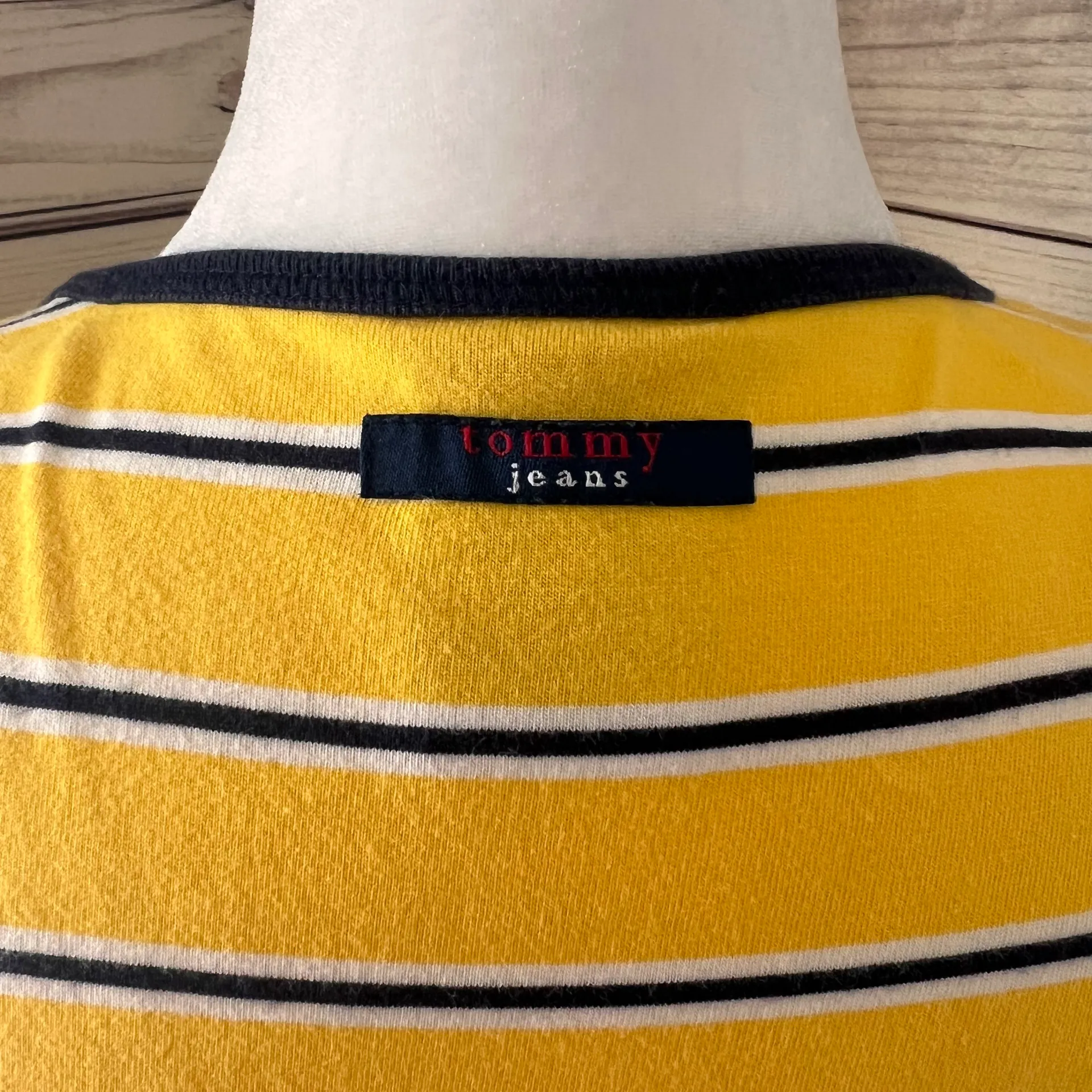 Tommy Hilfiger Vintage  Tommy Jeans Yellow Striped T-Shirt - Image 6