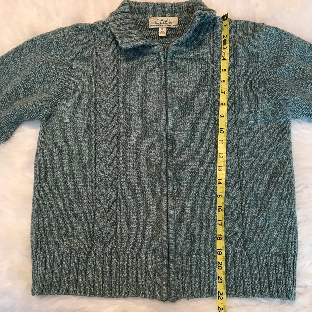 VTG Cabela’s heavy weight zip up knit sweater jacket Women’s size XL Cotton - Image 5