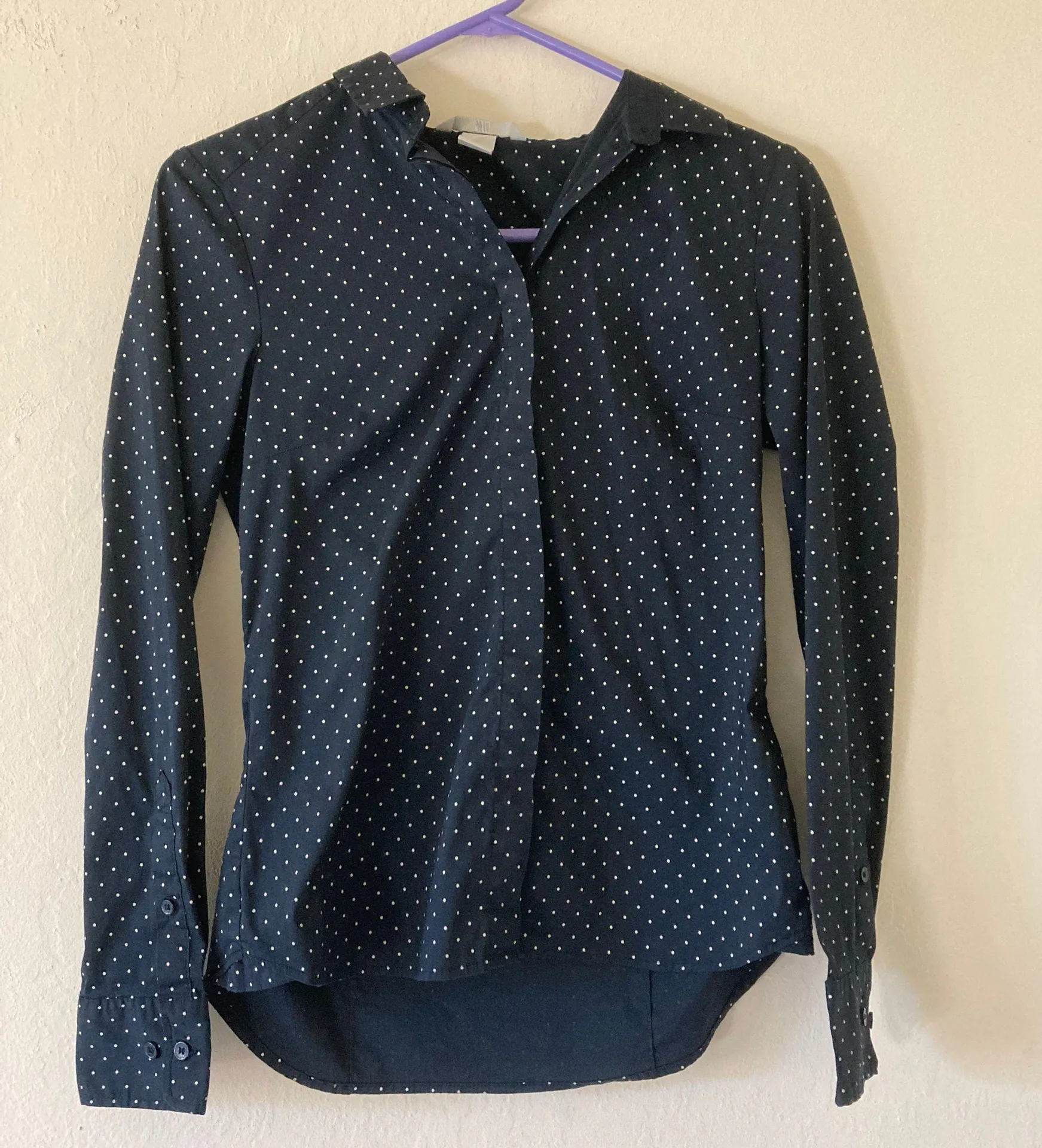 Navy Blue Polka Dot Button Down - Image 2