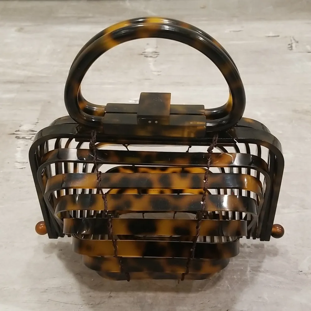 💕CULT GAIA💕 Lillith Bag ~ Tortoise Acrylic Mini Top Handle Bag Collapsible - Image 11
