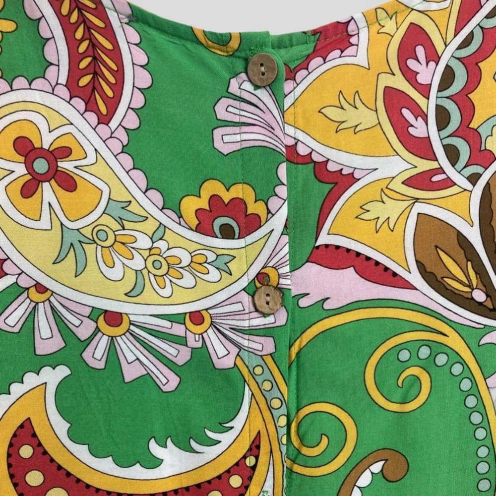 Haute Hippie Women’s 1X Green-Multi Rayon Top Ethnic Paisley Print Blouse Casual - Image 6