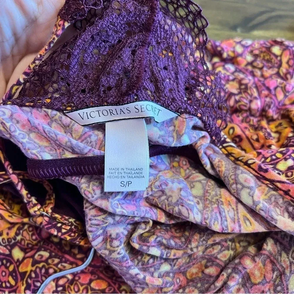 Victoria's Secret Slip Dress Night Gown Comfy Soft Purple Boho Print Small - Image 6