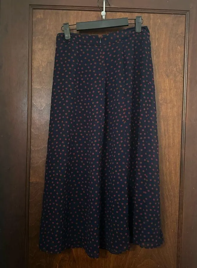 Boden Serena Polka Dot A Line Midi Skirt Size 2 Blue - Image 3