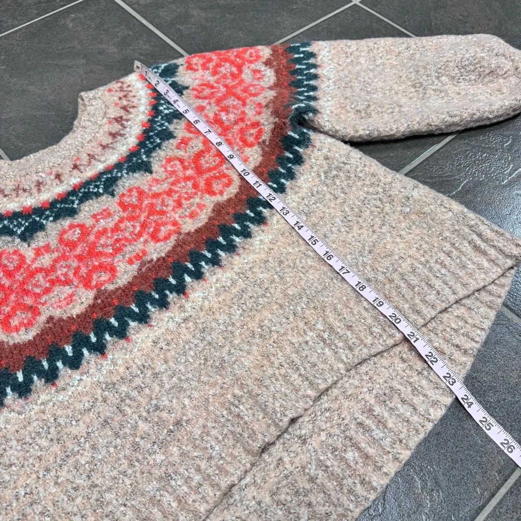 Free People Festive Frost Jumper Long Sleeve Knit Fair Isle Sweater Small - Image 11