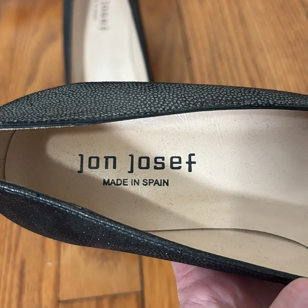 Jon Josef Block Heel‎ Pointed Toe Leather Heels Black size 6 textured - Image 9