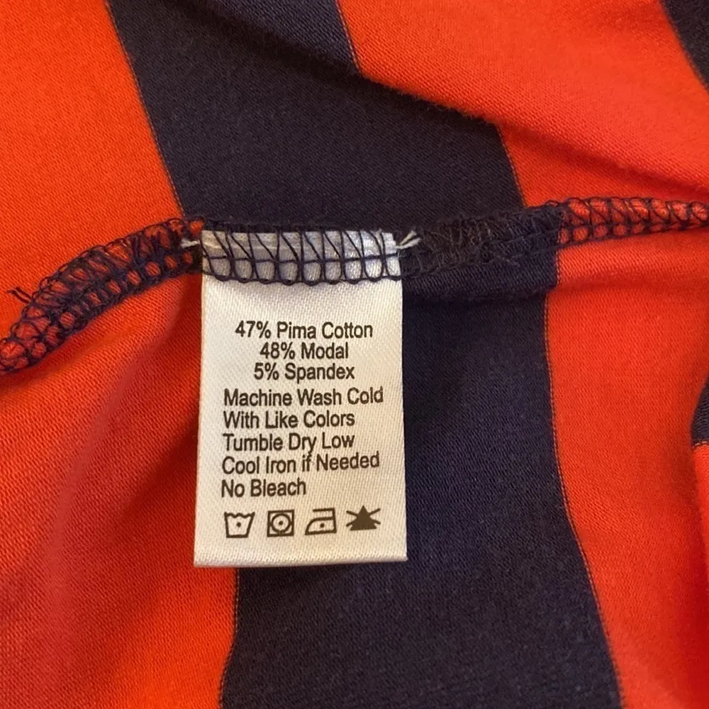 Lilla P Pima Rugby Jersey Scoop Neck Drop Waist Cotton Modal Stripe Dress M Blue Size M - Image 5