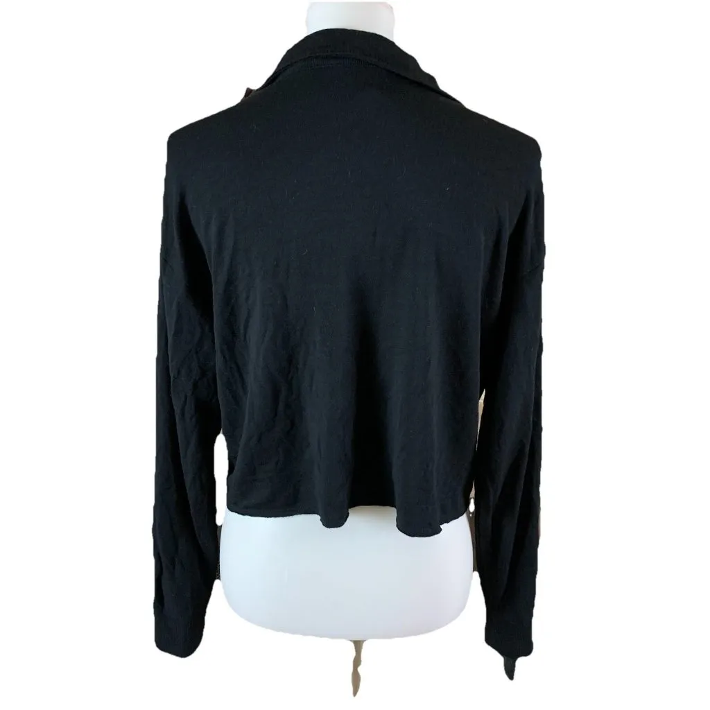 Splits59 Black Collared Pullover Top Medium Modal Long Sleeve Athleisure Lounge - Image 2