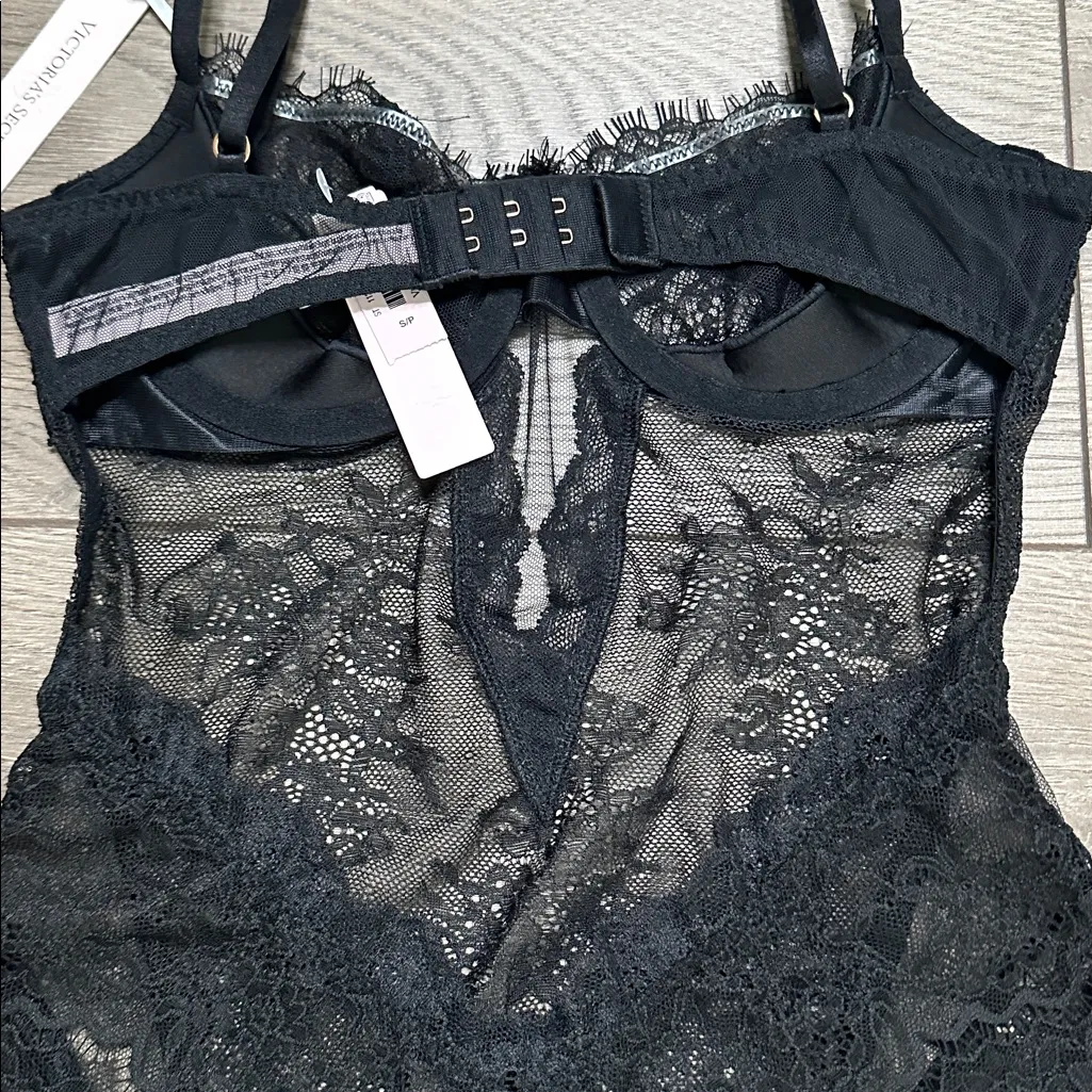 Victoria’s Secret Black Lace Thong Teddy Bodysuit Size Small - Image 7