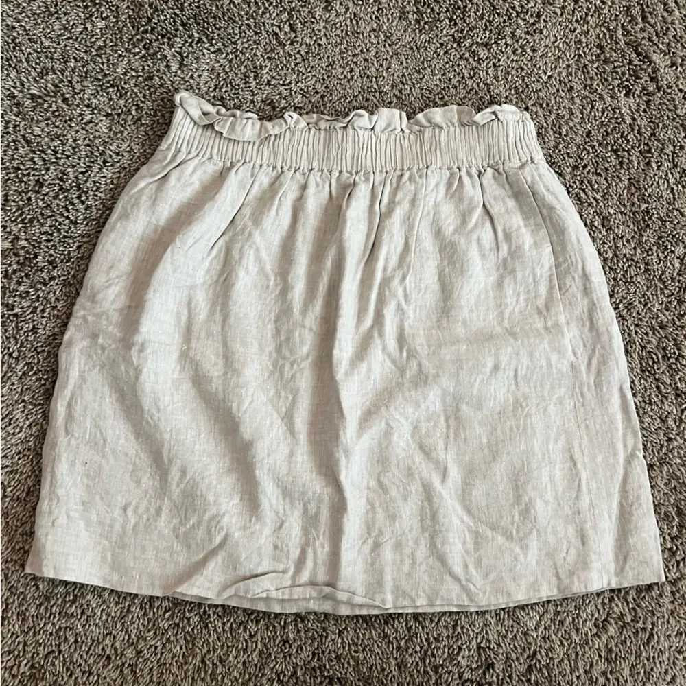J. crew linen paper bag high waist mini skirt in cream oatmeal khaki tan - Image 6