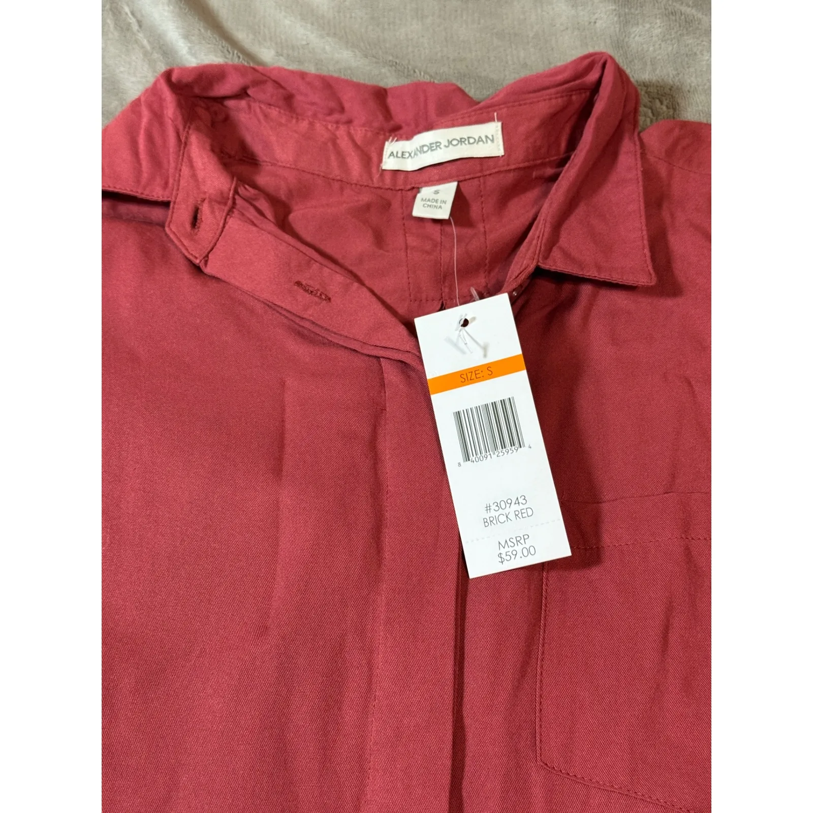 NWT Alexander Jordan Size Small Button Down Shirt Formal Mauve Dusty Red - Image 3
