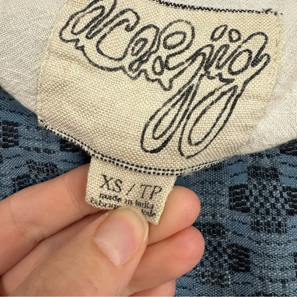 Ace & Jig Blue Patchwork Lagenlook Long Sleeve Mini Dress Womens XS Boho Swing - Image 9