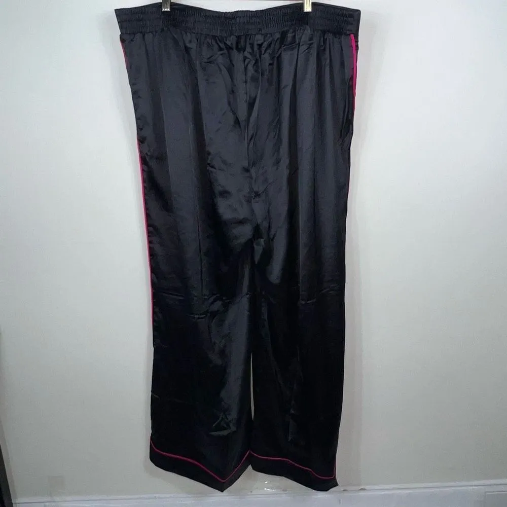 Torrid Wide Leg Satin High Rise Pant Black with Pink Pinstripe 3x Tall - Image 7