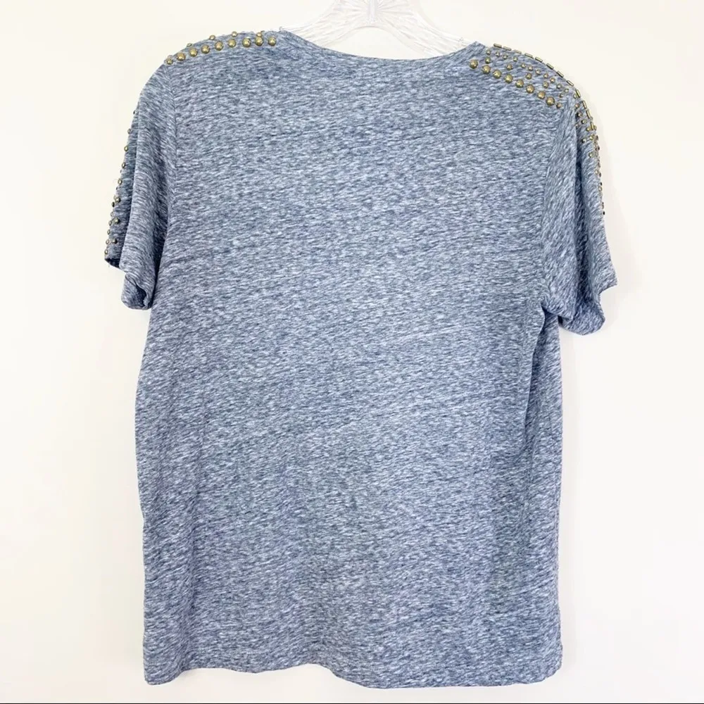 J Crew Gray Heathered Gold Studded Shoulders Tee - Image 7