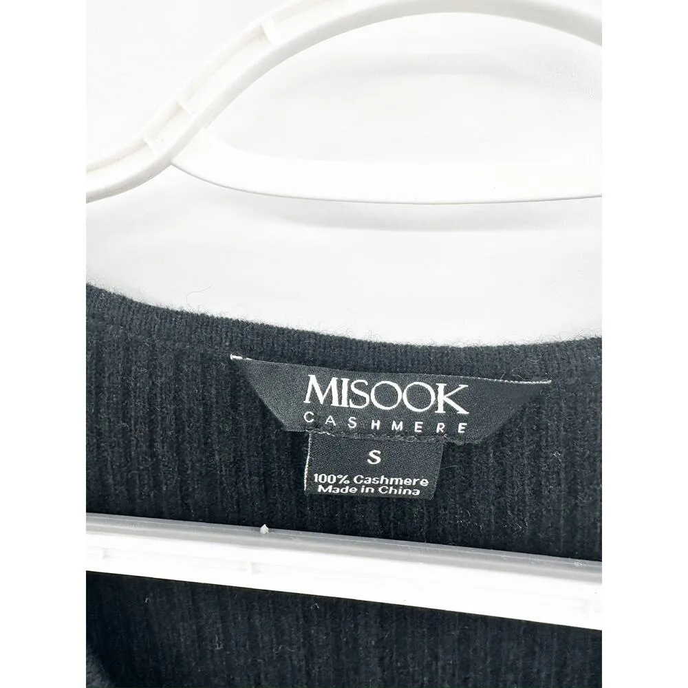 Misook Cashmere 100% Cashmere Black Ribbed Fit & Flare Long Sleeve Sweater Dress - Image 3